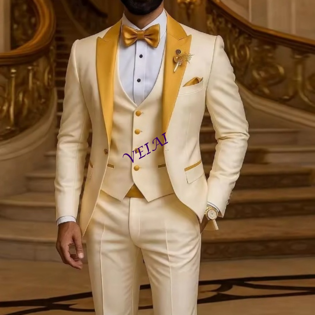 Men'S Grooming Daily - Traje personalizado con cuello dorado de