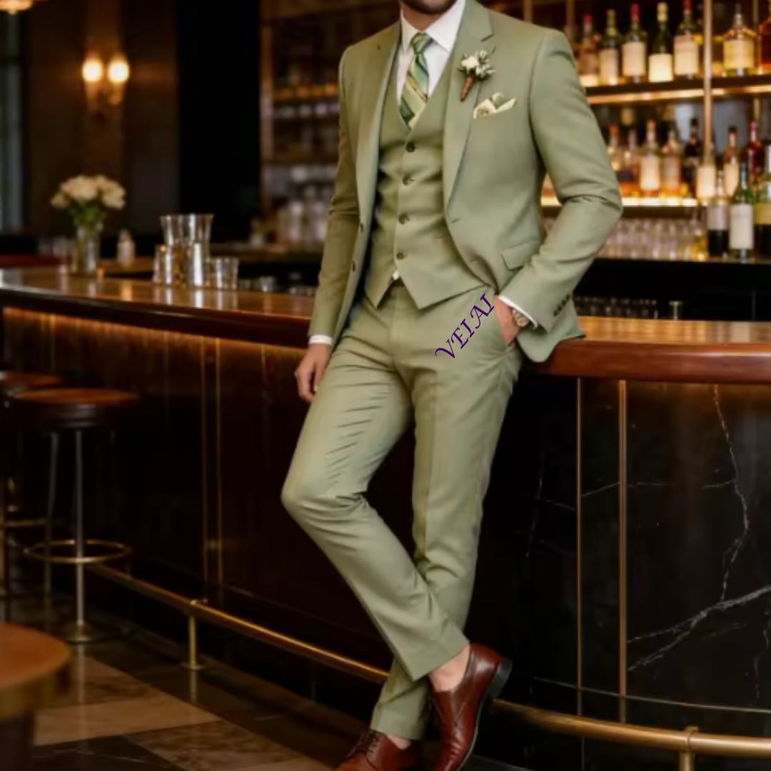 Men'S Grooming Daily - Traje de negocios verde militar personalizado