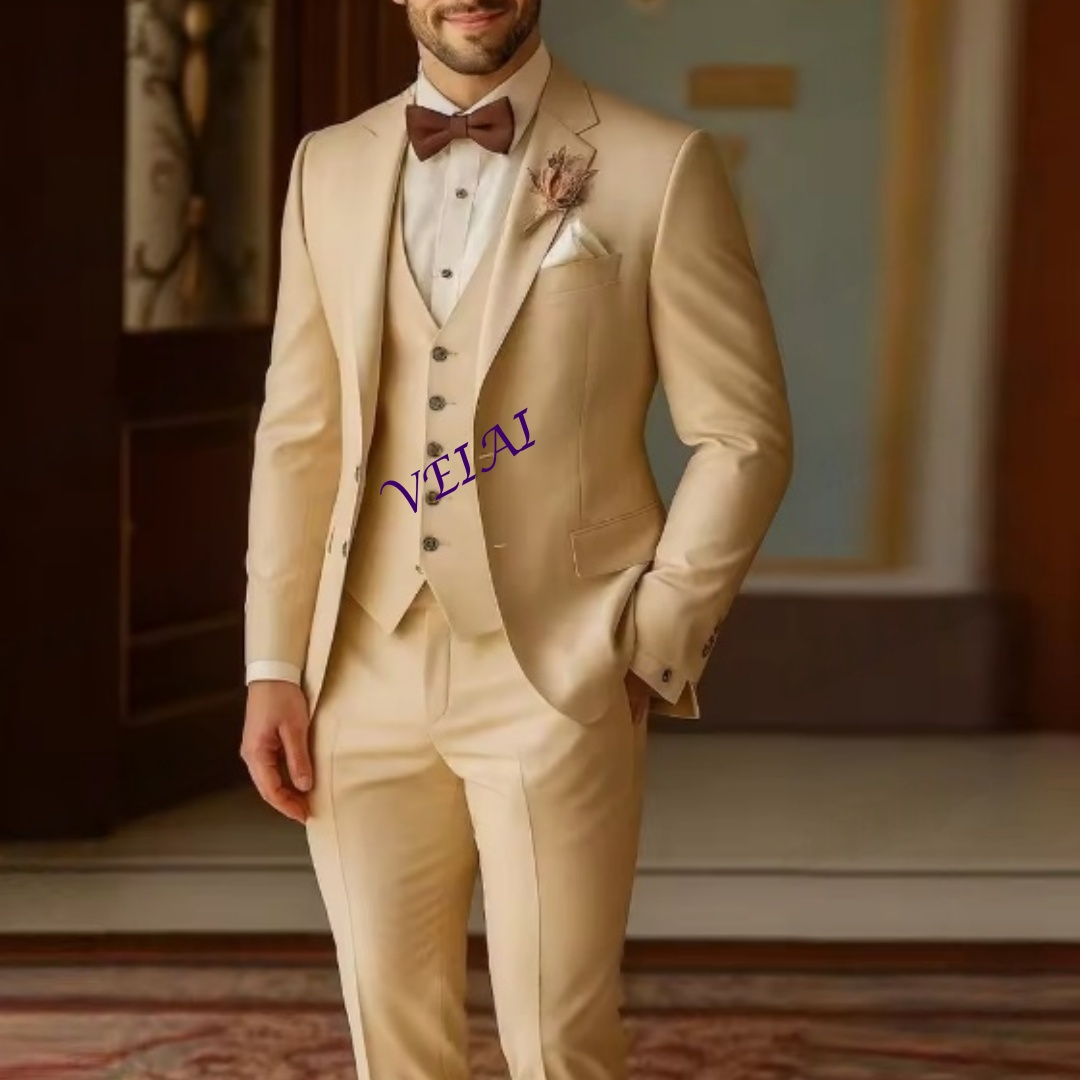 Men'S Grooming Daily - Traje personalizado nuevo champán para hombre,